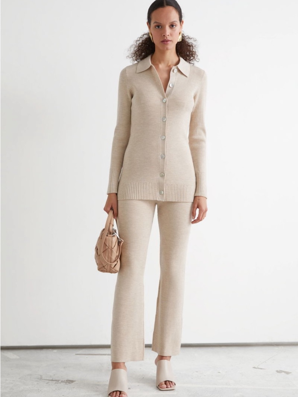 & Other Stories Flared Rib Knit Trousers
